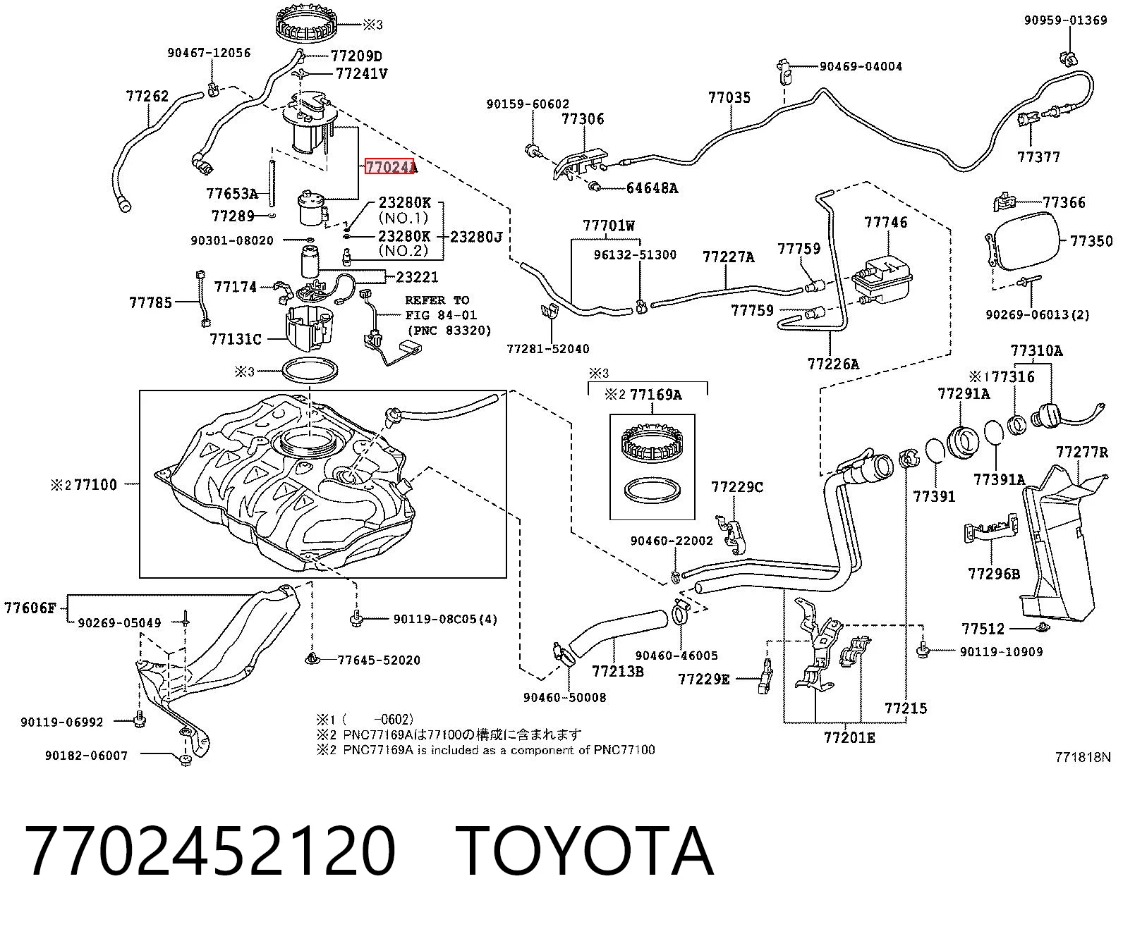 7702452120 Toyota Filtro de gasolina