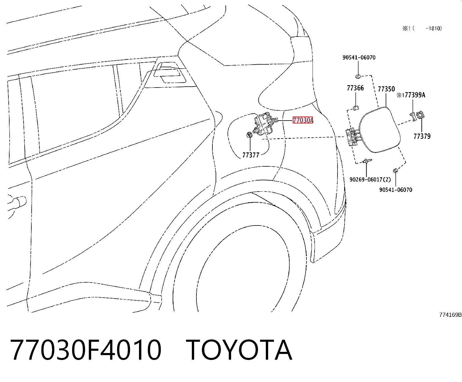 77030F4010 Toyota Cerradura de la tapa del depósito de combustible