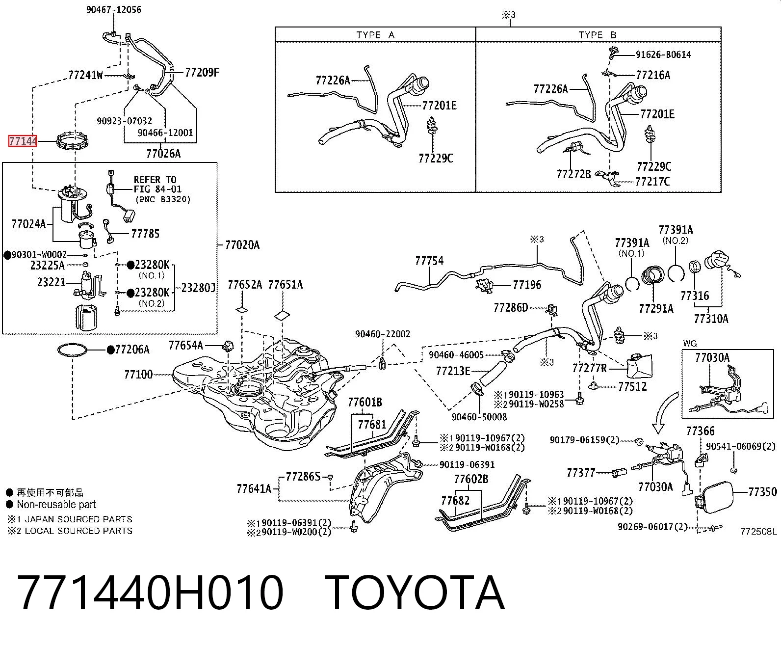 771440H010 Toyota Tapa de la carcasa del filtro de combustible