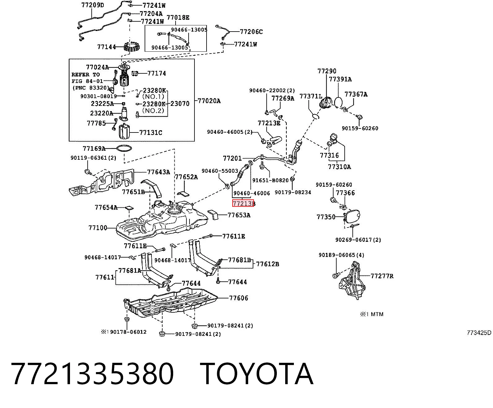 7721335380 Toyota Inserto flexible inferior del cuello de llenado de combustible