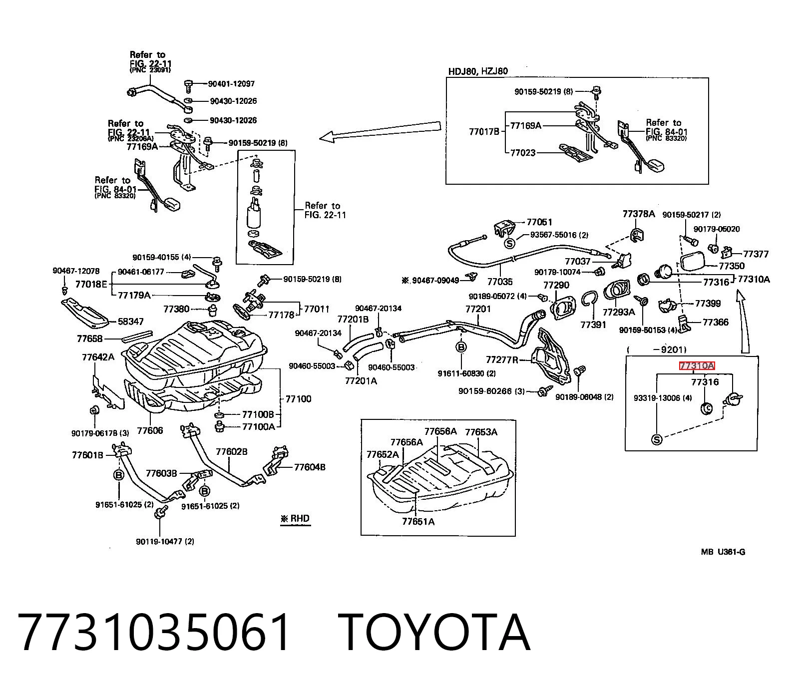 7731035061 Toyota Tapa tanque combustible