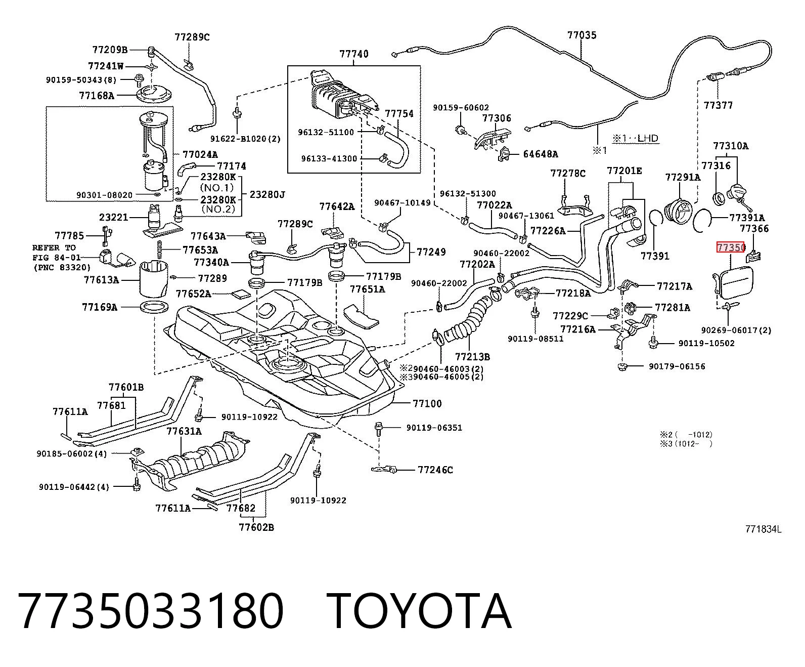 7735033180 Toyota Tapa tanque combustible