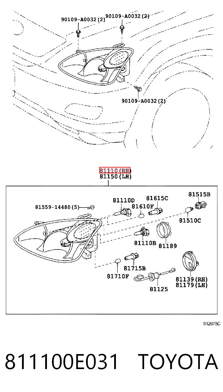 Faro derecho TOYOTA 811100E031