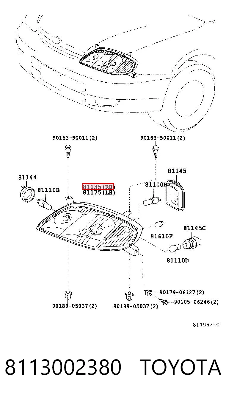 8113002380 Toyota Luz derecha