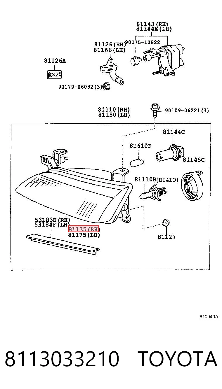 Faro derecho TOYOTA 8113033210