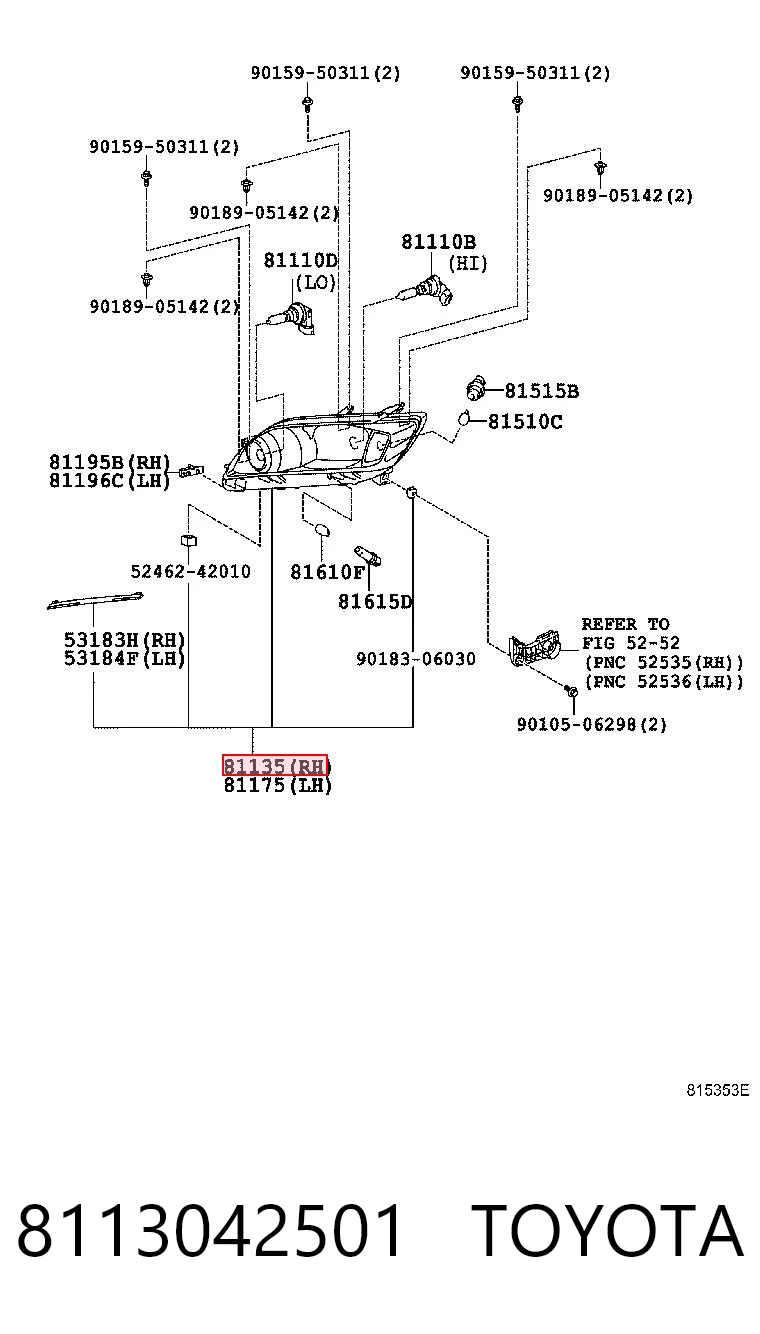 Faro derecho TOYOTA 8113042501