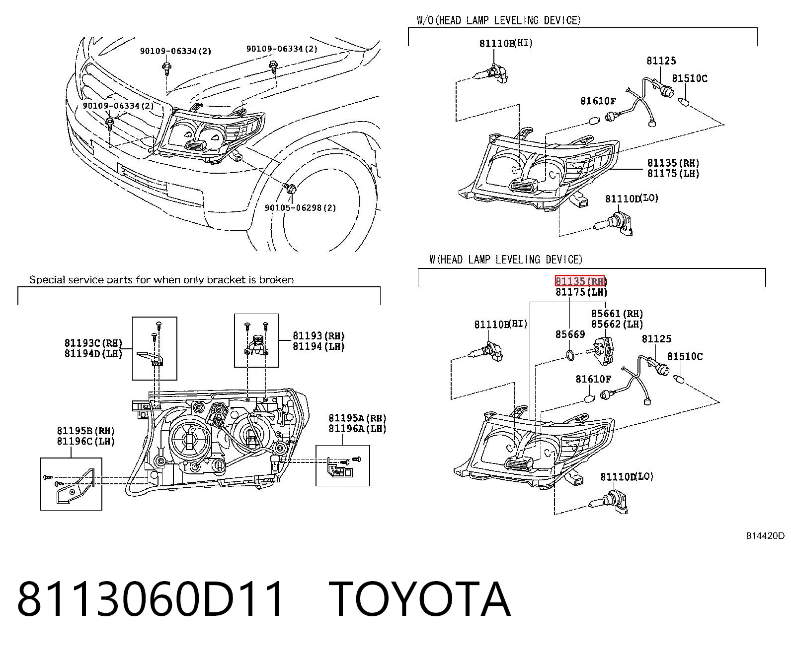 Luz derecha para Toyota Land Cruiser  J200