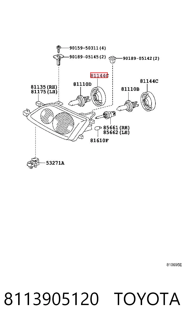 8113905120 Toyota Portalámparas de faro