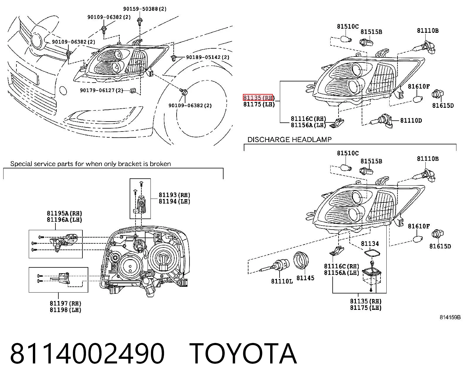 Faro derecho TOYOTA 8114002490