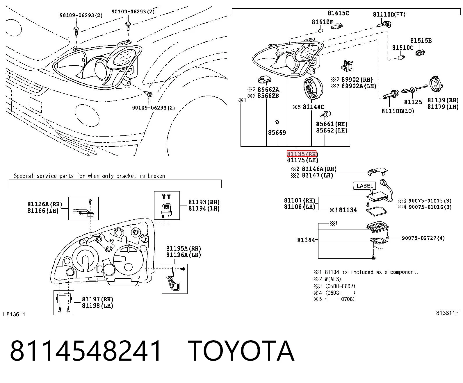 Faro derecho TOYOTA 8114548241