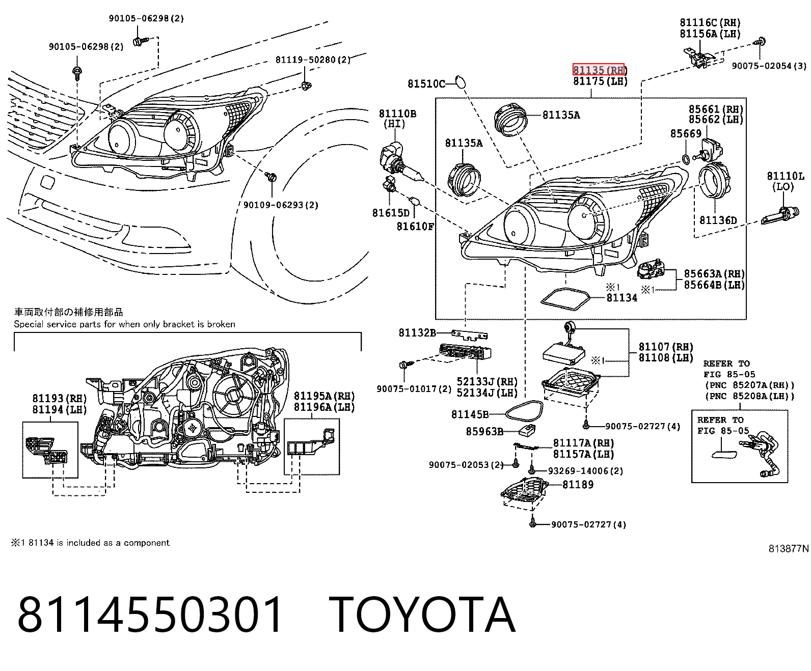 Faro derecho para Lexus LS USF4