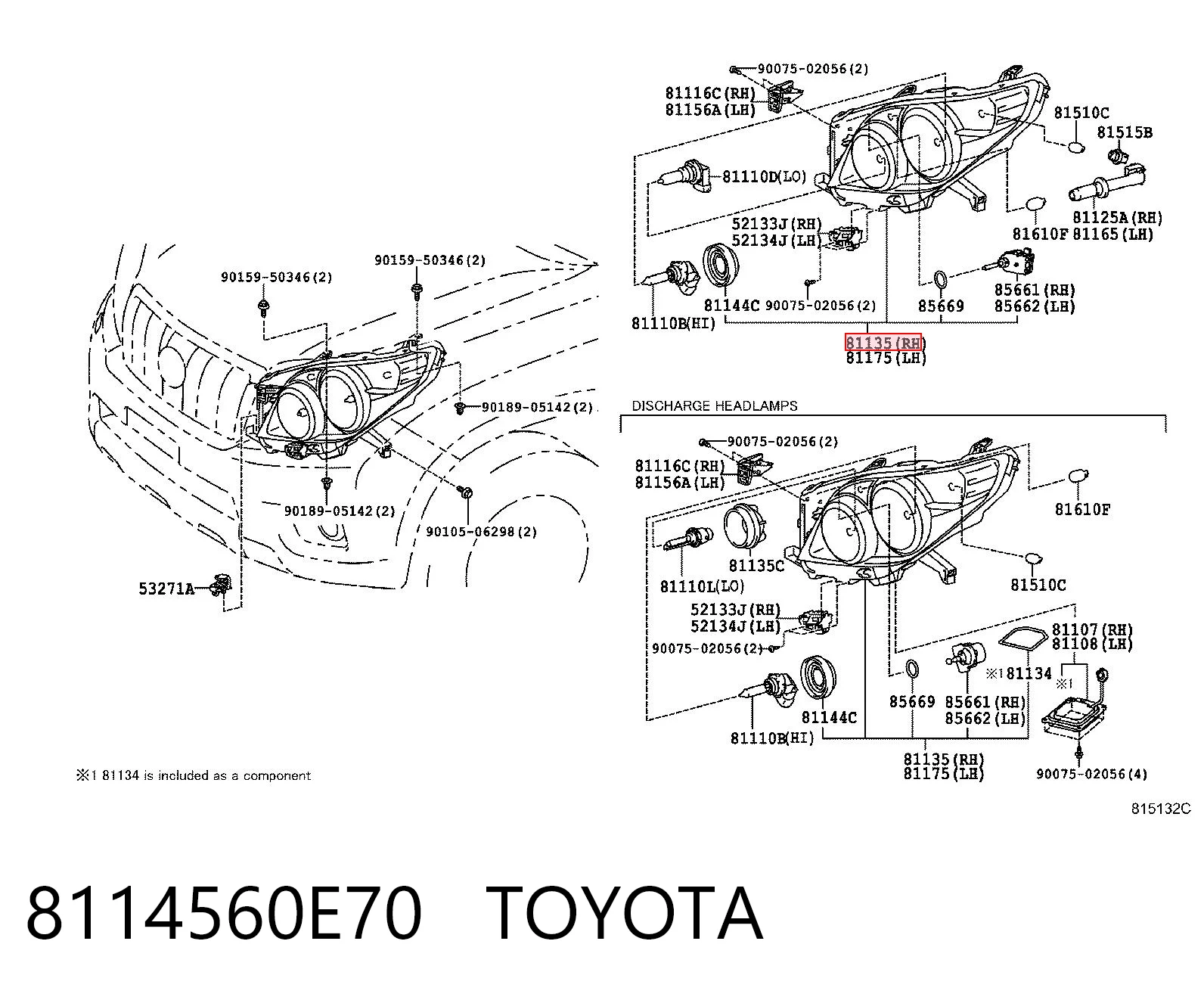 Faro derecho TOYOTA 8114560E70
