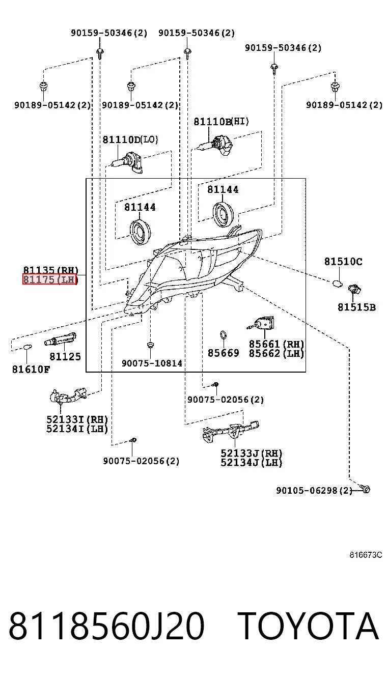 Faro izquierdo TOYOTA 8118560J20