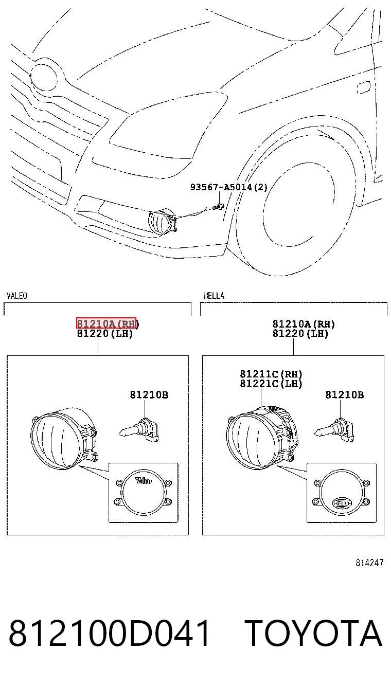 812100D041 Toyota Faro antiniebla derecho