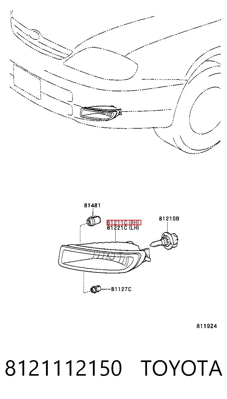 8121112150 Toyota Faro antiniebla derecho