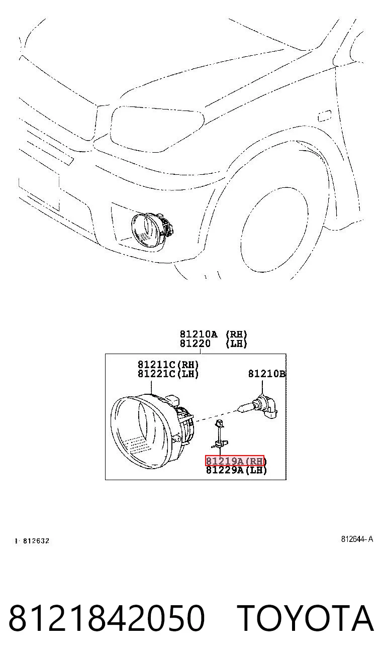 8121842050 Toyota Soporte de montaje de faro antiniebla izquierdo