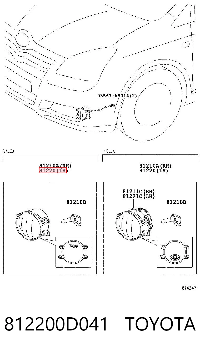 812200D041 Toyota Luces antiniebla  izquierdo