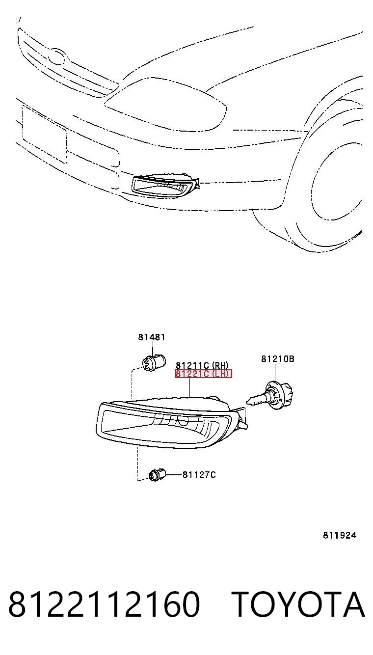 8122112160 Toyota Luz antiniebla izquierda