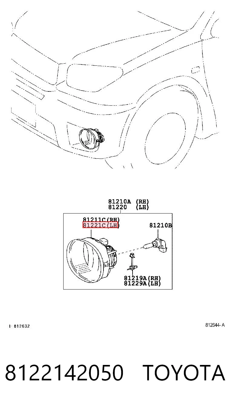 8122142050 Toyota Luz antiniebla izquierda