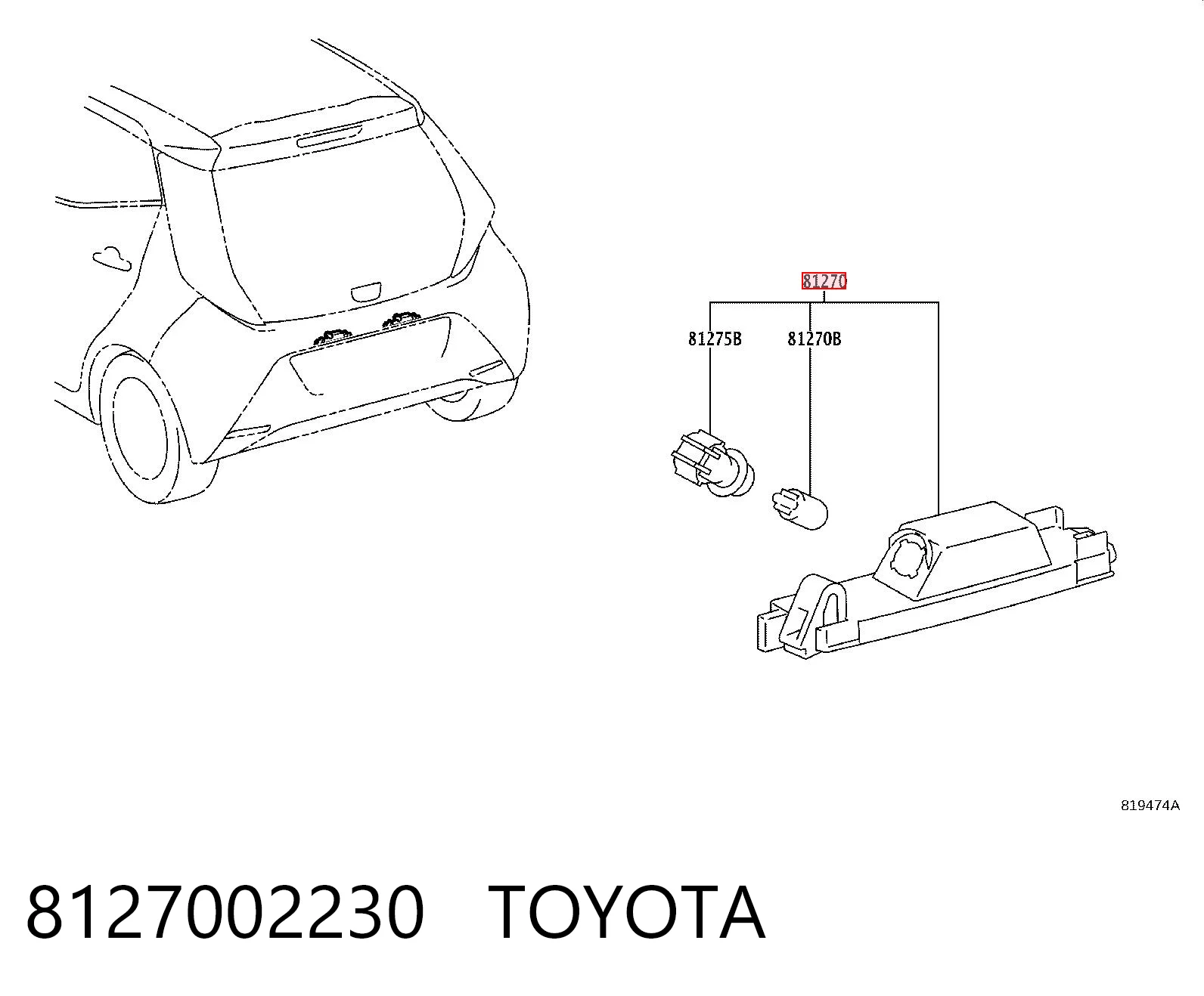 8127002230 Toyota Luz de matricula