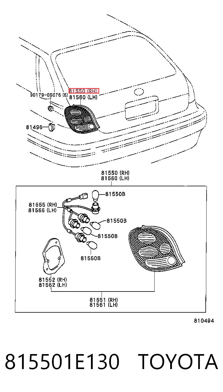 Piloto trasero derecho para Toyota Corolla E11
