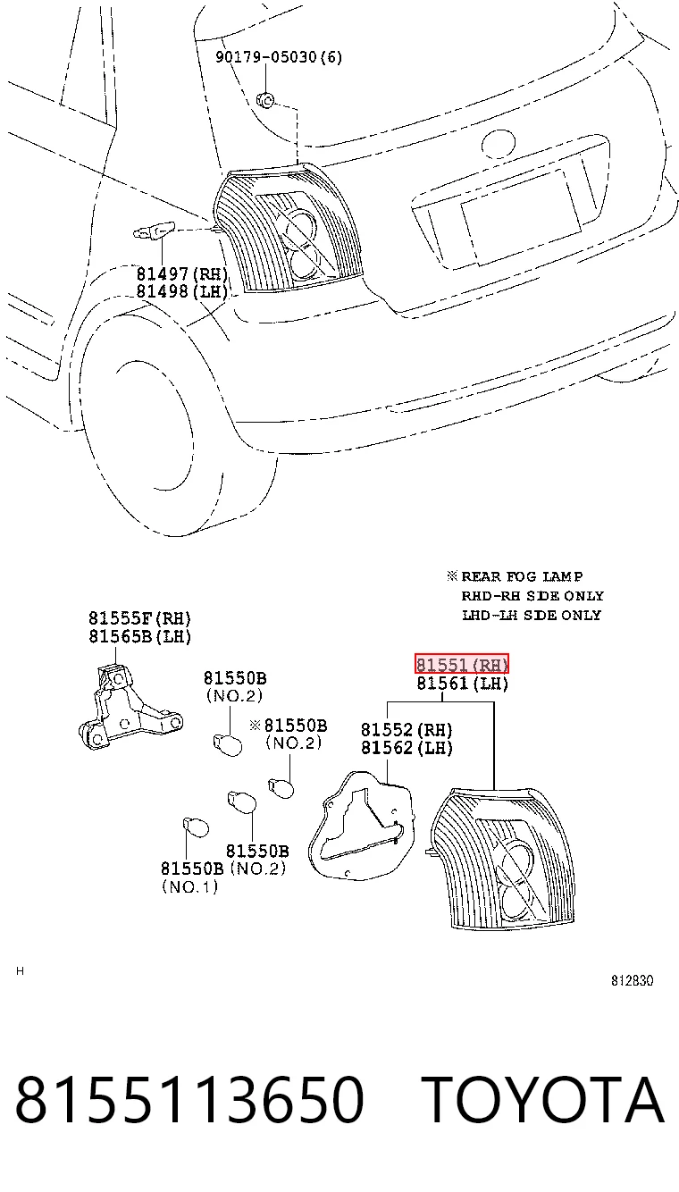 Piloto trasero derecho para Toyota Corolla  E12U