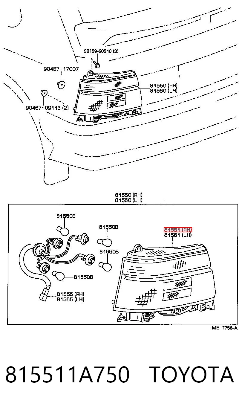 Piloto trasero derecho para Toyota Corolla E10