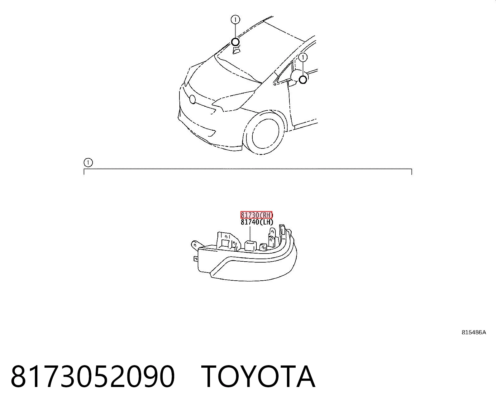 8173052090 Toyota Luz intermitente del espejo retrovisor derecho