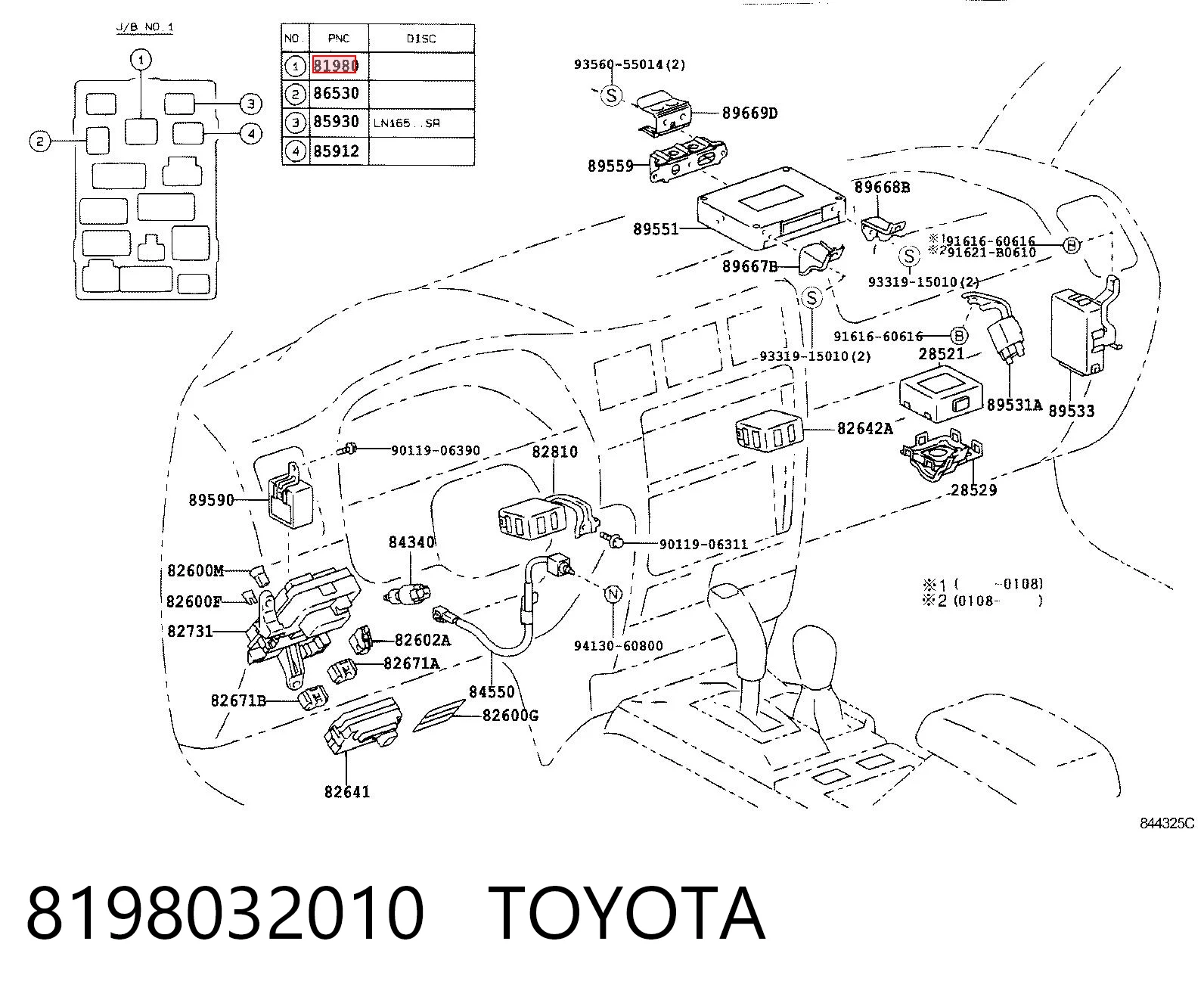 8198032010 Toyota Intermitente de espejo