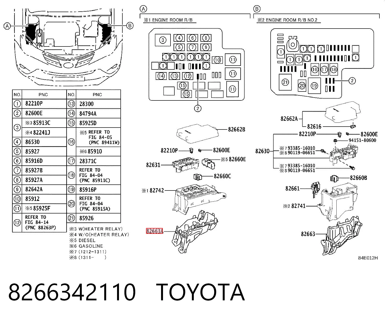8266342110 Toyota Cubierta de relé