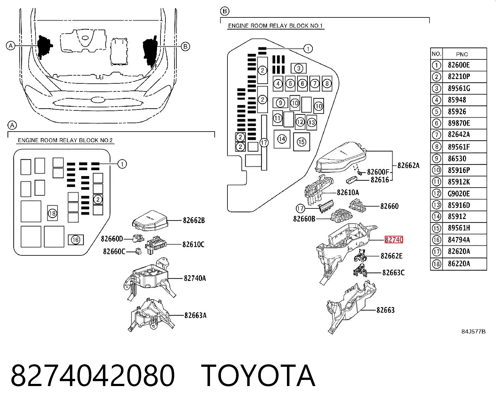 Caja de fusibles TOYOTA 8274042080