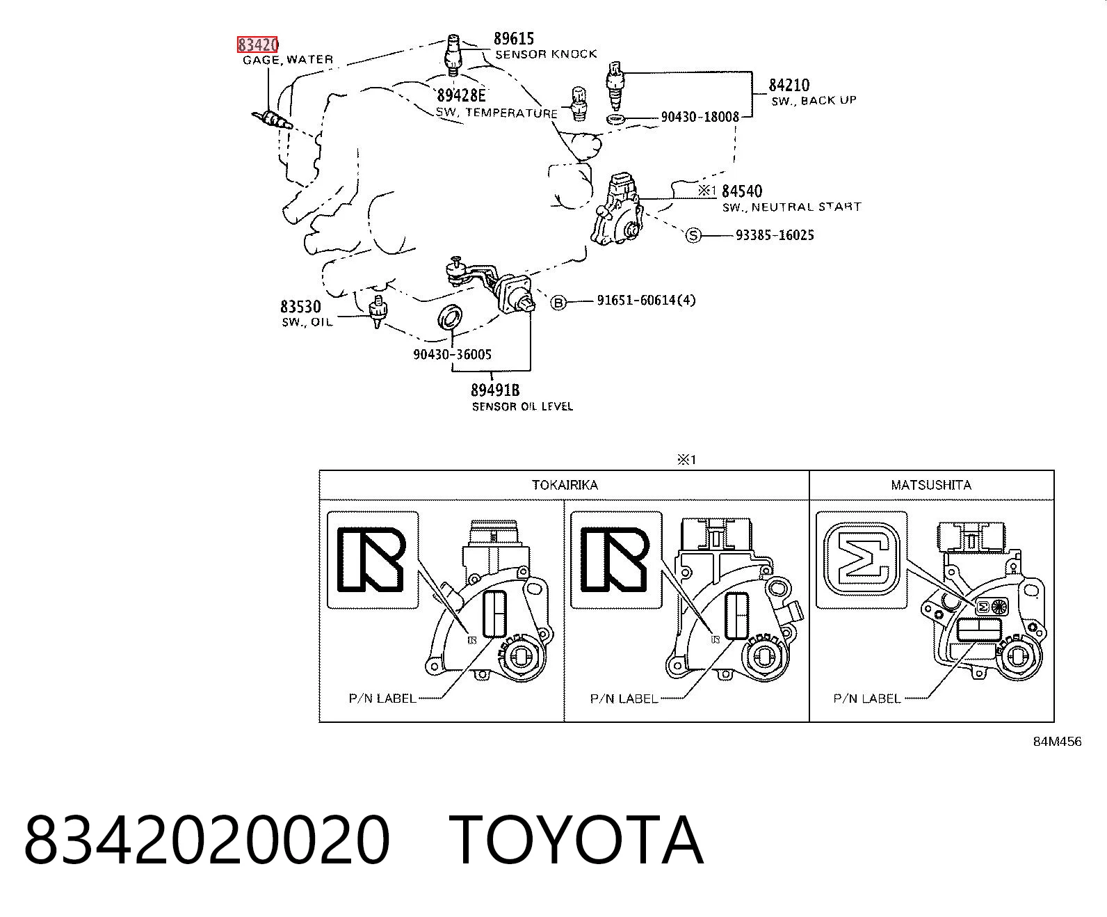 8342020020 Toyota Sensor temperatura refrigerante