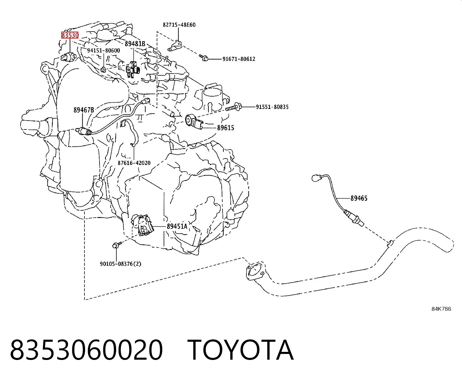 8353060020 Toyota Indicador de presión del aceite