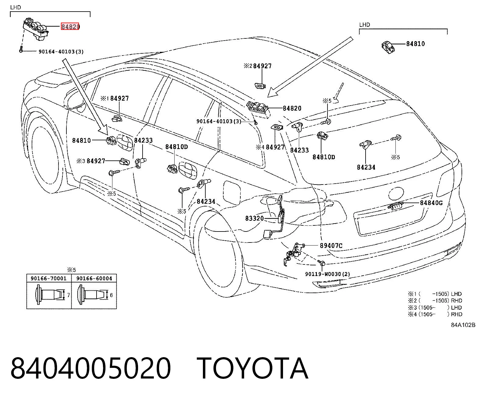 8404005020 Toyota Unidad de control de elevalunas delantera izquierda