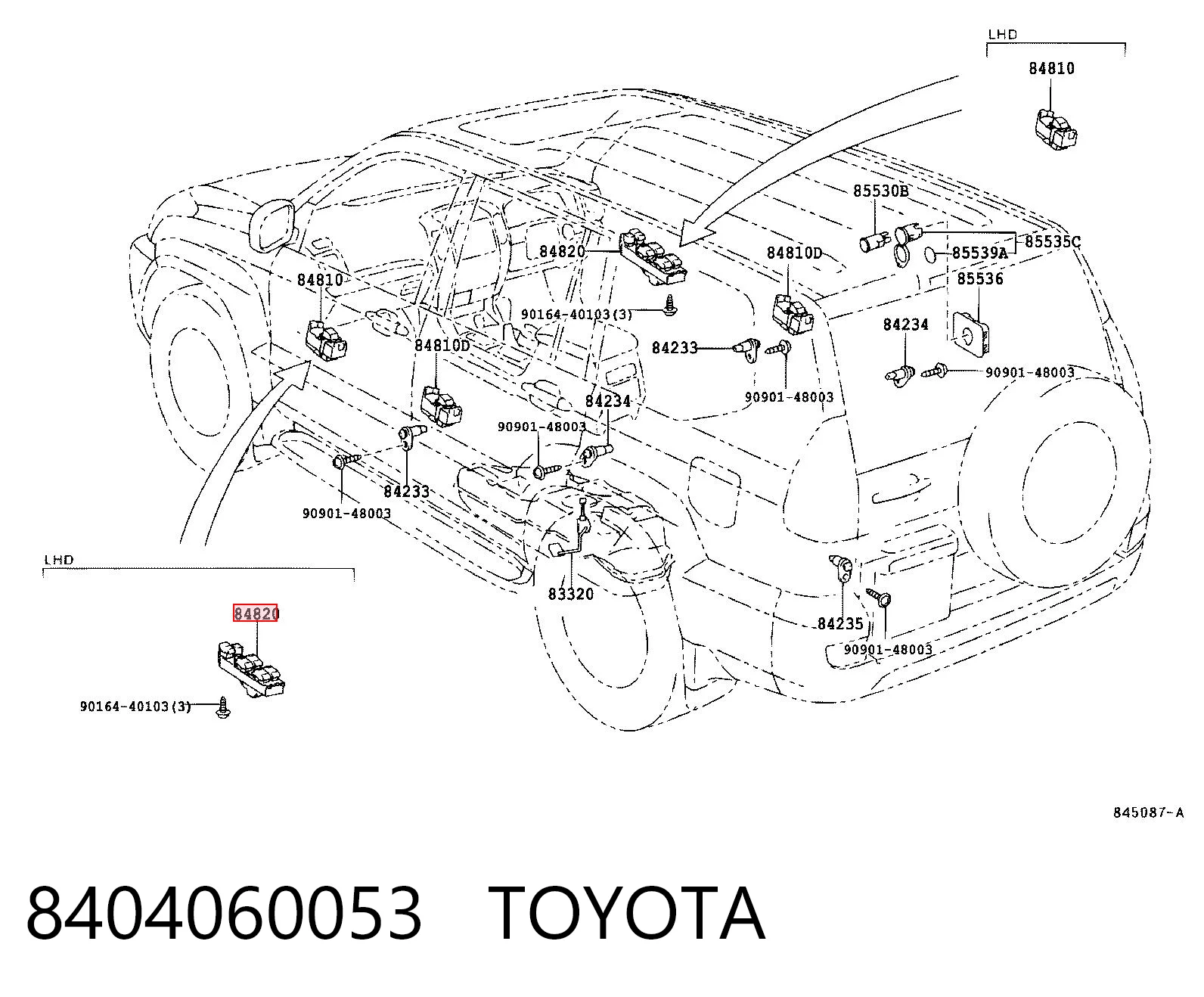 8404060053 Toyota Unidad de control de elevalunas de la consola central