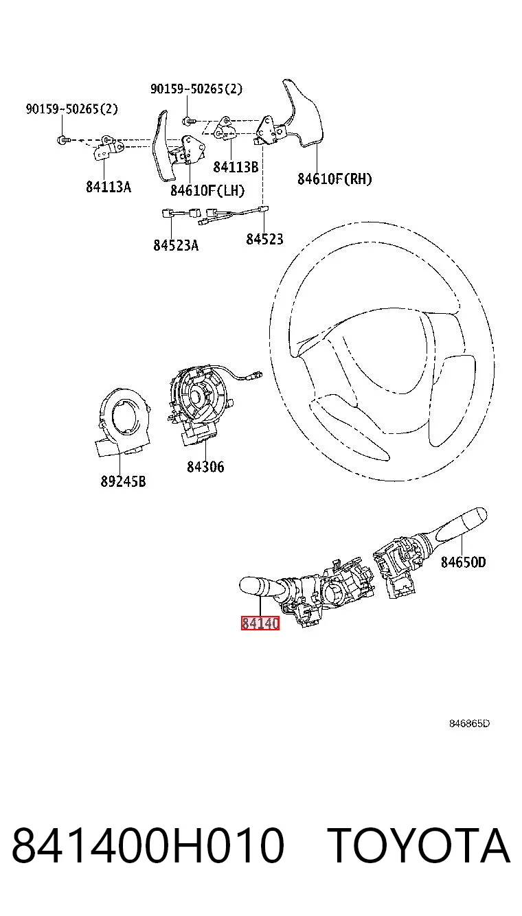 841400H010 Toyota Conmutador izquierdo de la columna de dirección