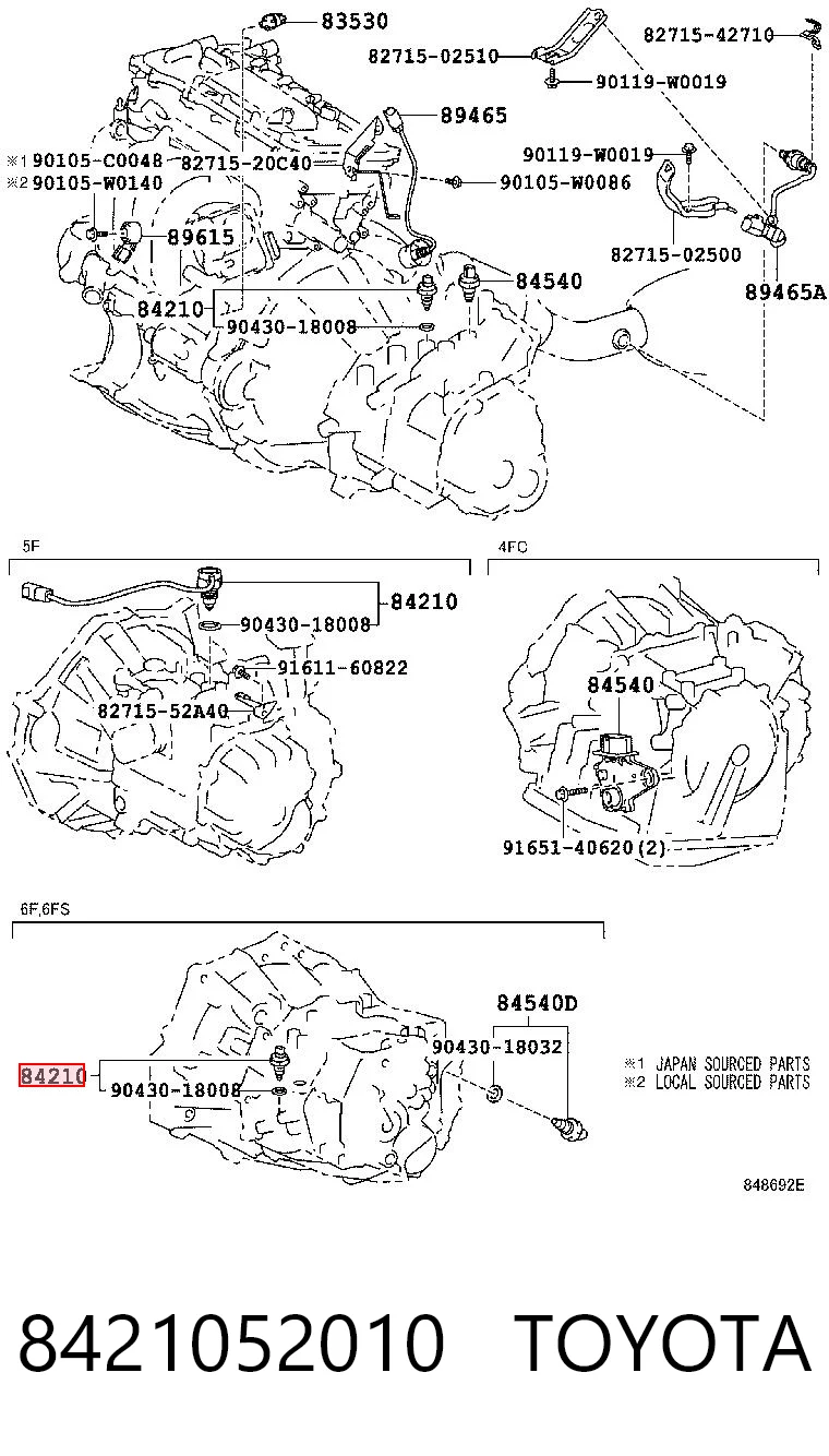 8421052010 Toyota Interruptor de marcha atras