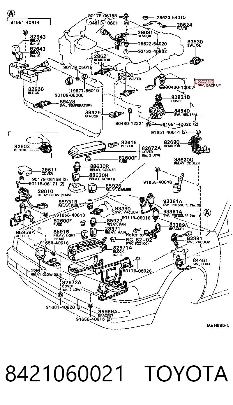 Interruptor de marcha atras para Toyota Corolla  E8