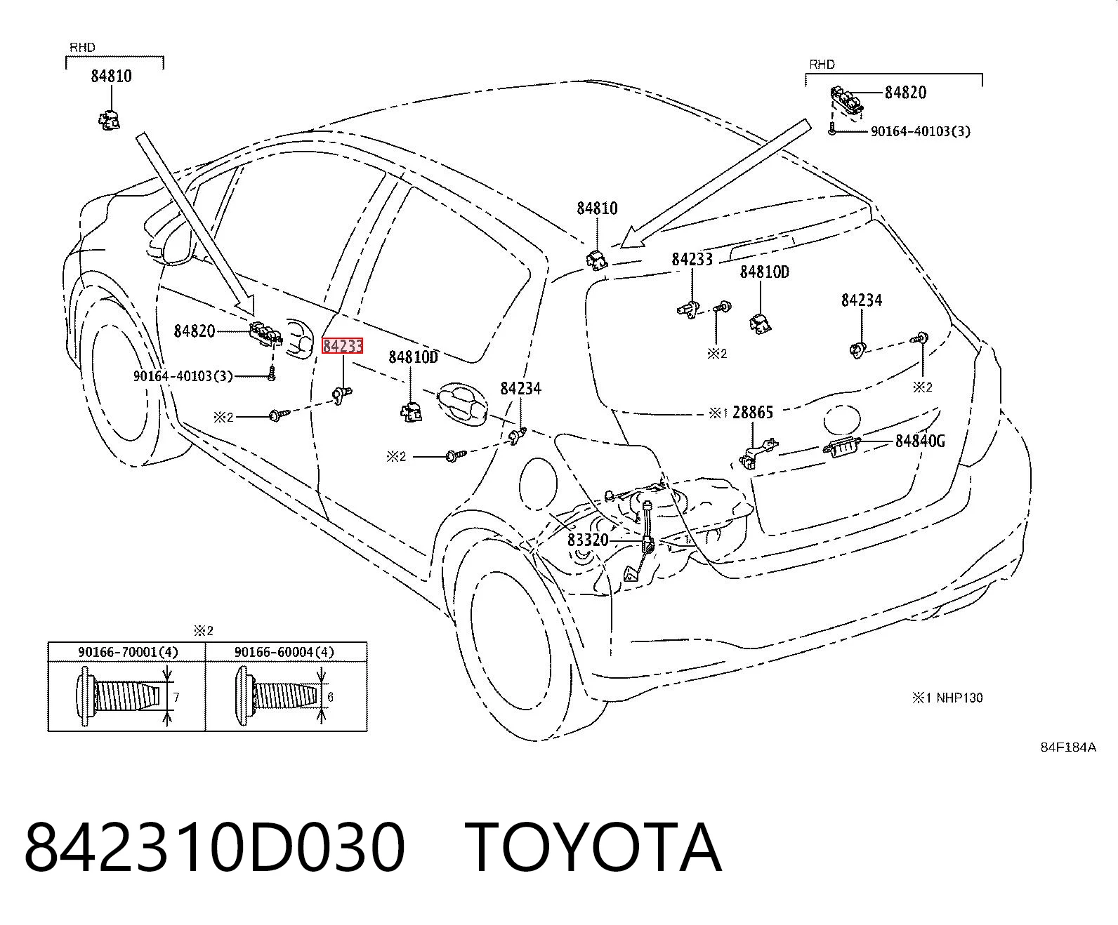 842310D030 Toyota Interruptor de puerta