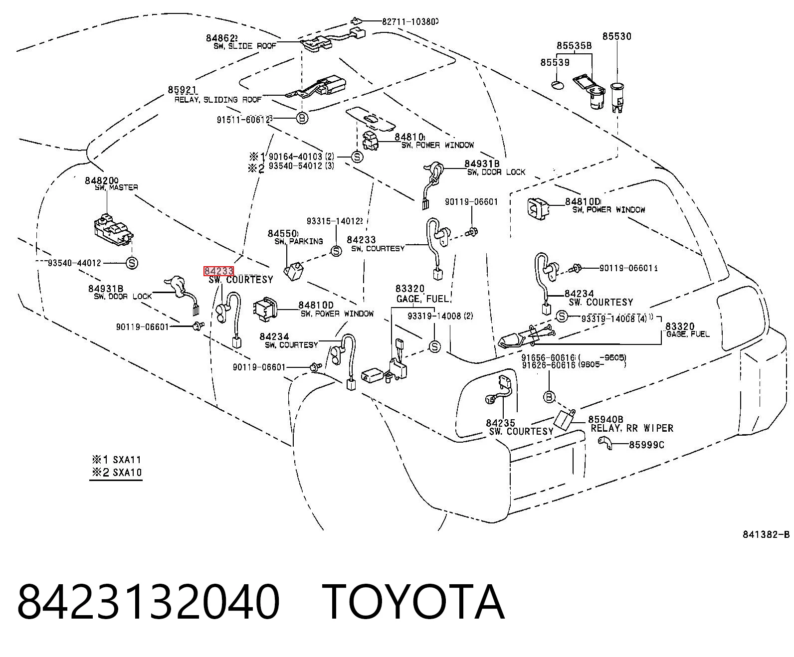 8423132040 Toyota Interruptor de puerta