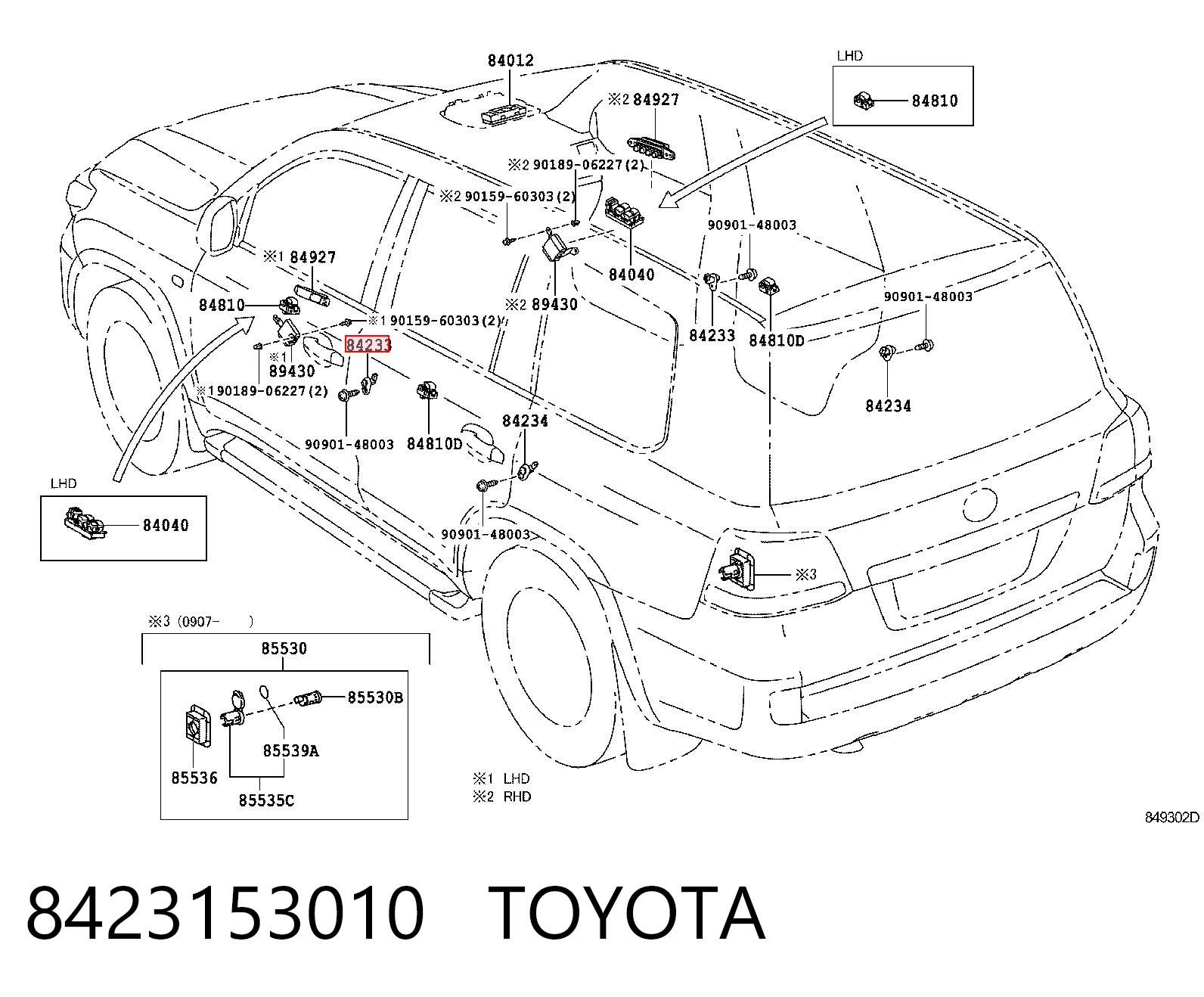 8423153010 Toyota Interruptor de puerta