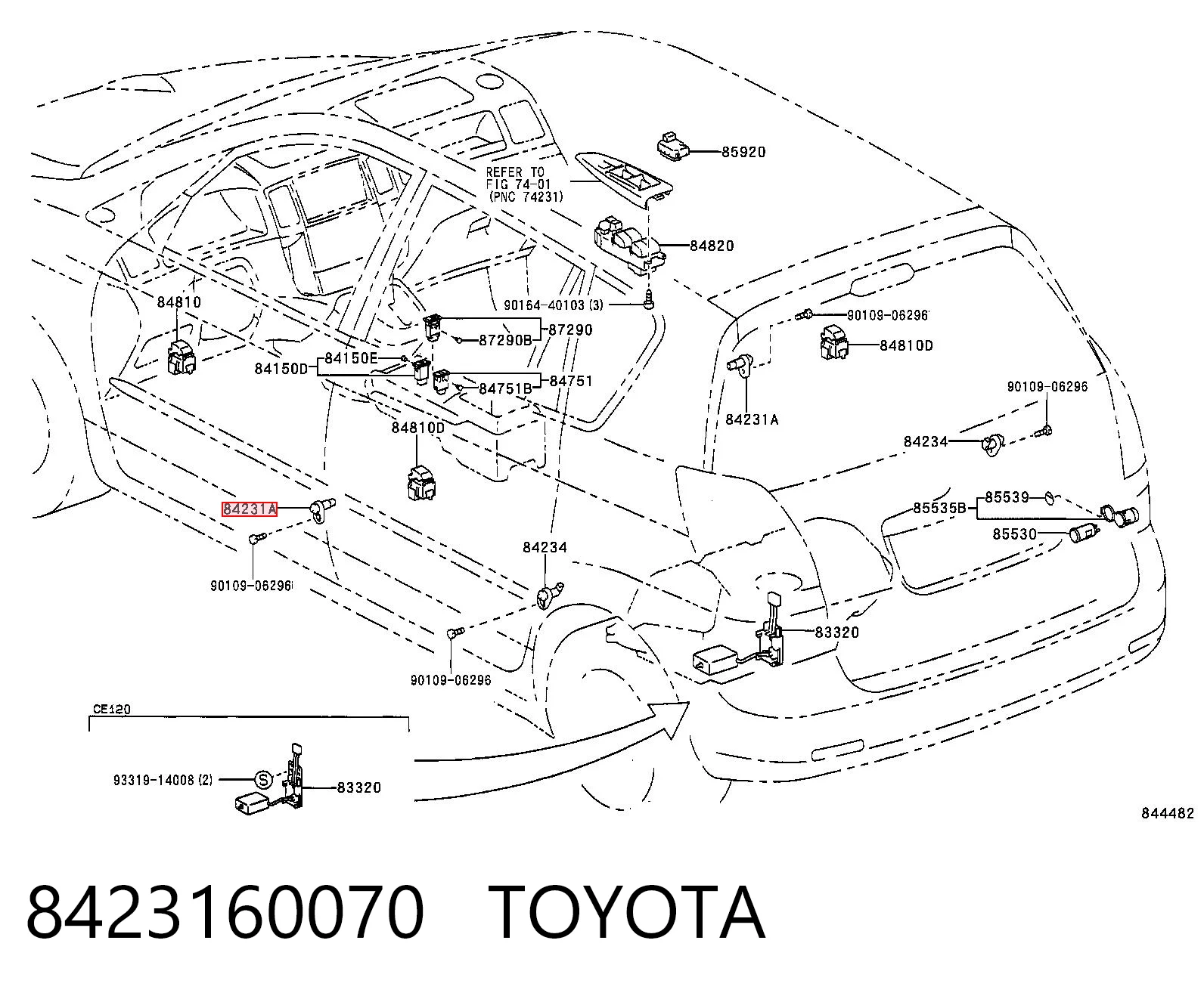 8423160070 Toyota Interruptor de puerta