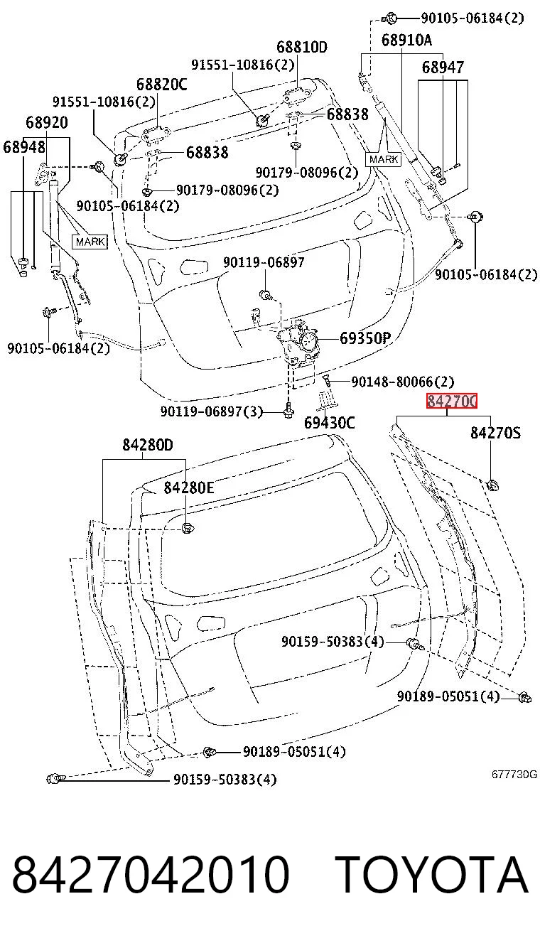 8427042010 Toyota Sensor de apertura de la tapa del maletero