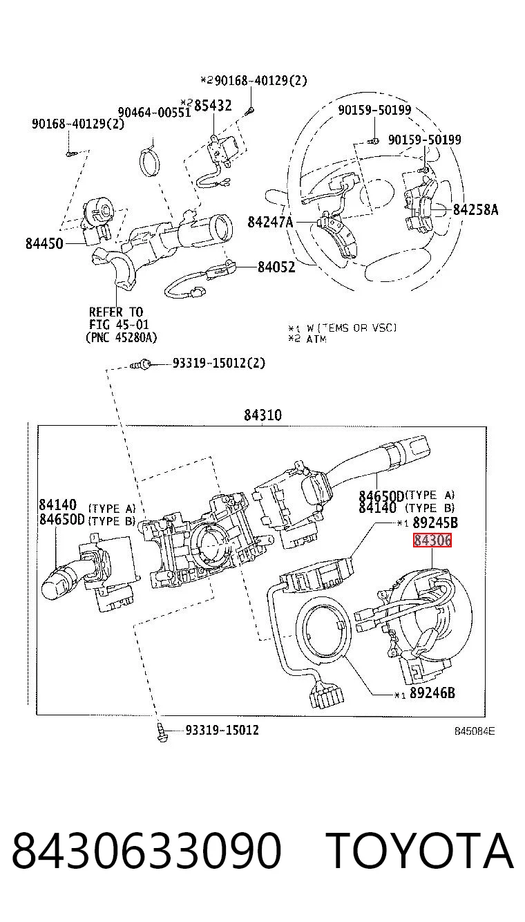 8430633090 Toyota Anillo de AIRBAG 