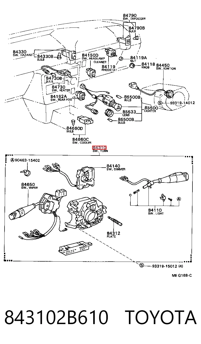 Conmutador columna dirección para Toyota Celica T16