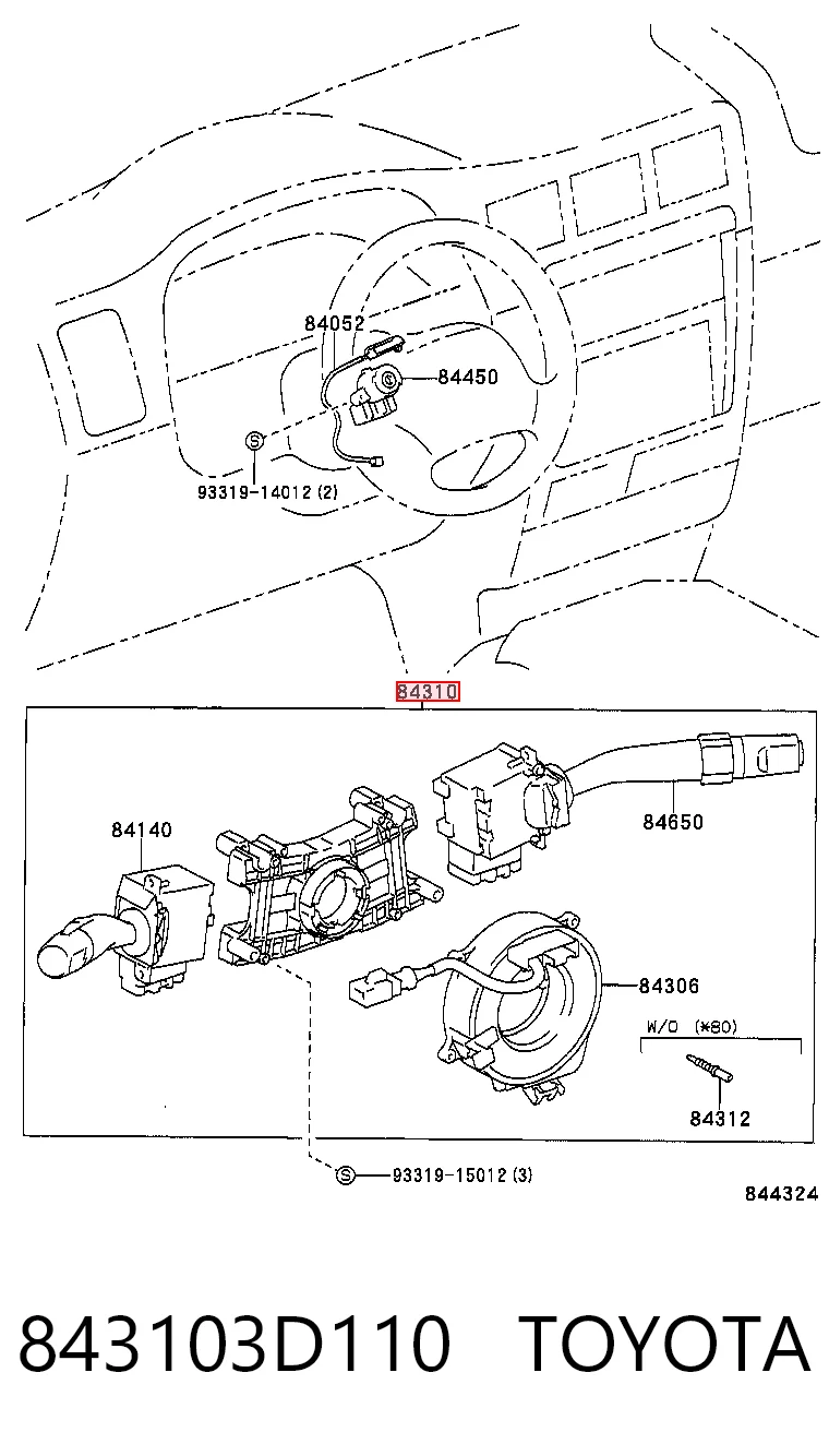 Conmutador columna dirección para Toyota Hilux N