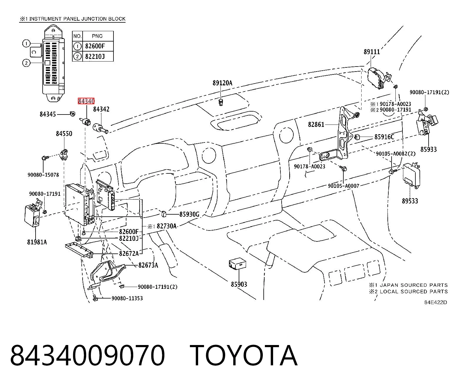 8434009070 Toyota Interruptor luces de freno