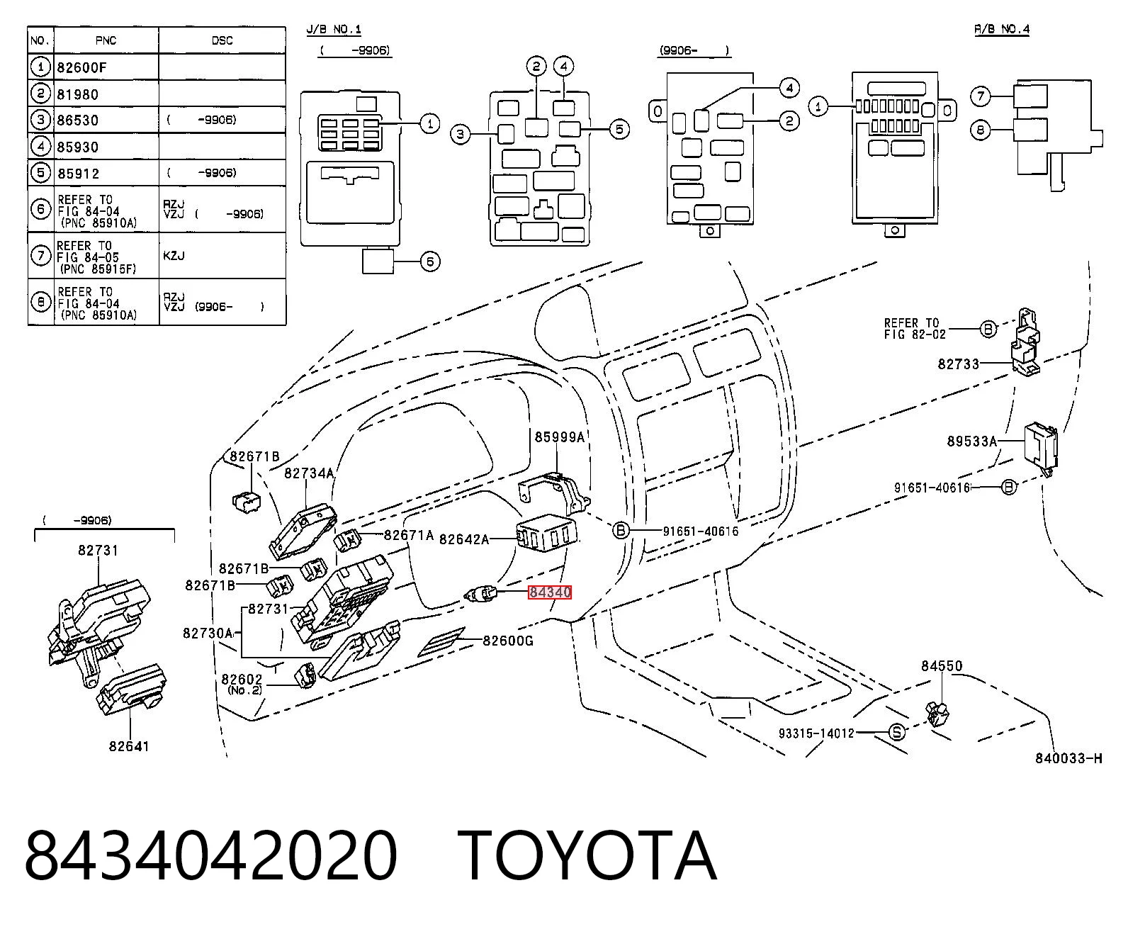 8434042020 Toyota Interruptor luces de freno