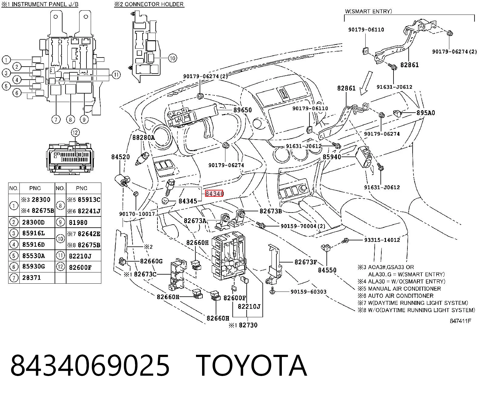 8434069025 Toyota Interruptor luces de freno