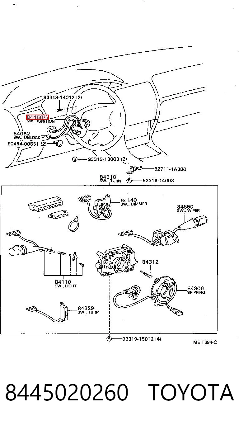 Comprar Conjunto de contactos del interruptor de encendido Toyota Corolla E10 a bajo precio